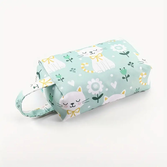 Green Floral Kitty Toilette Bag