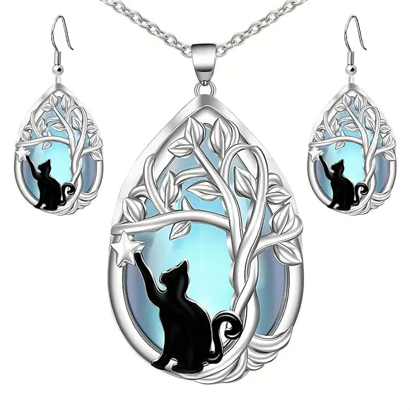 Tree of Life Moonstone Necklace & Earring Set