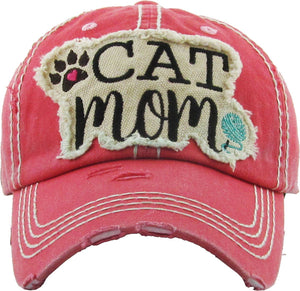 Cat Mom Washed Vintage Ballcap