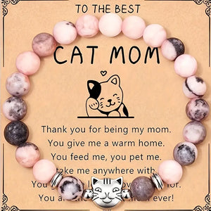 Cat Mom Stretch Beaded Bracelet