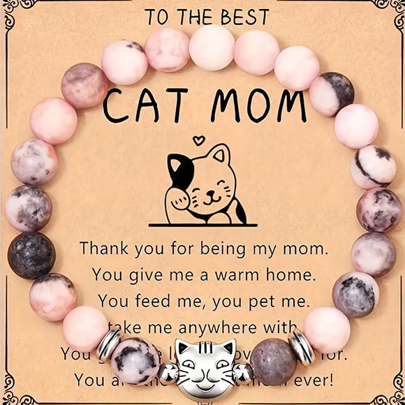 Cat Mom Stretch Beaded Bracelet