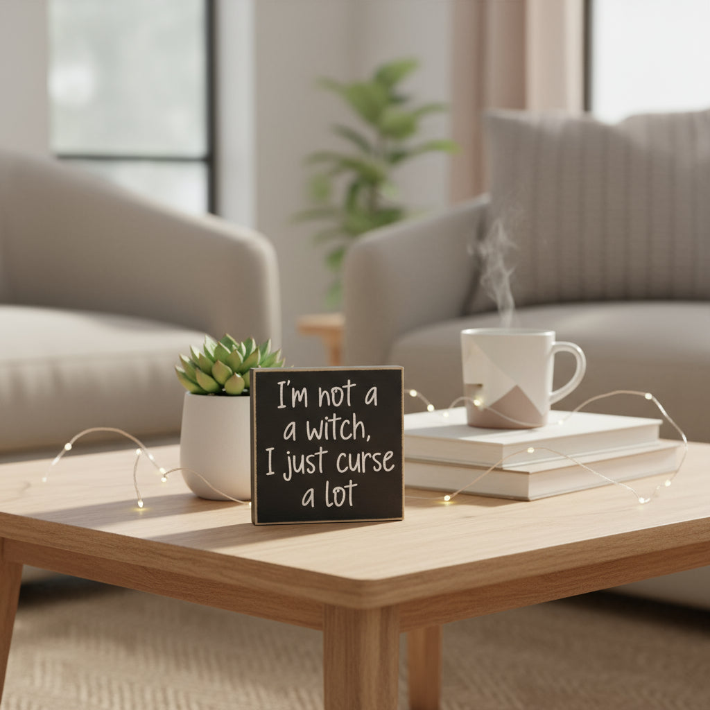 Curse a Lot Wooden Block Sign