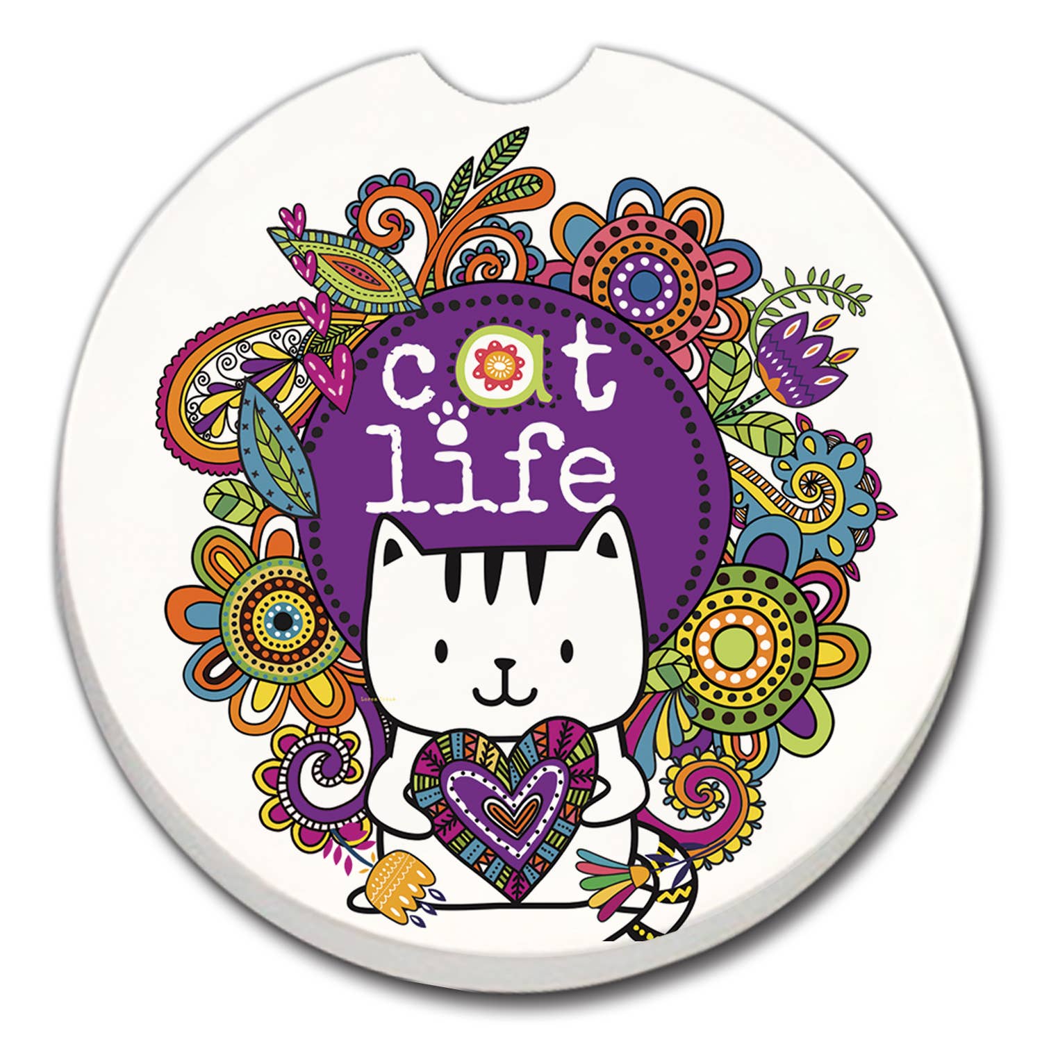 Cat Life Stone Car Coaster