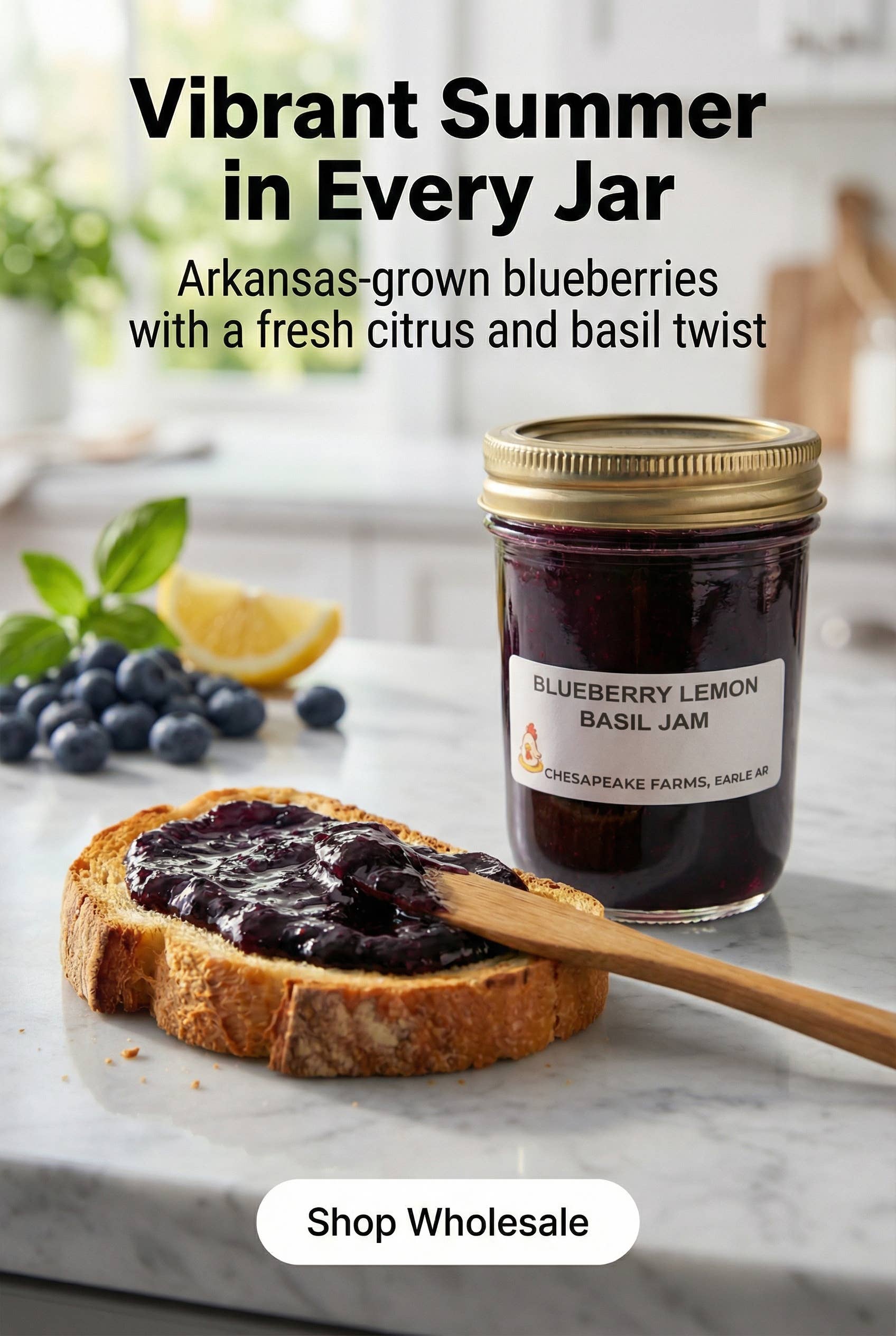 Chesapeake Farms Small-batch Blueberry Lemon Basil Jam 8oz