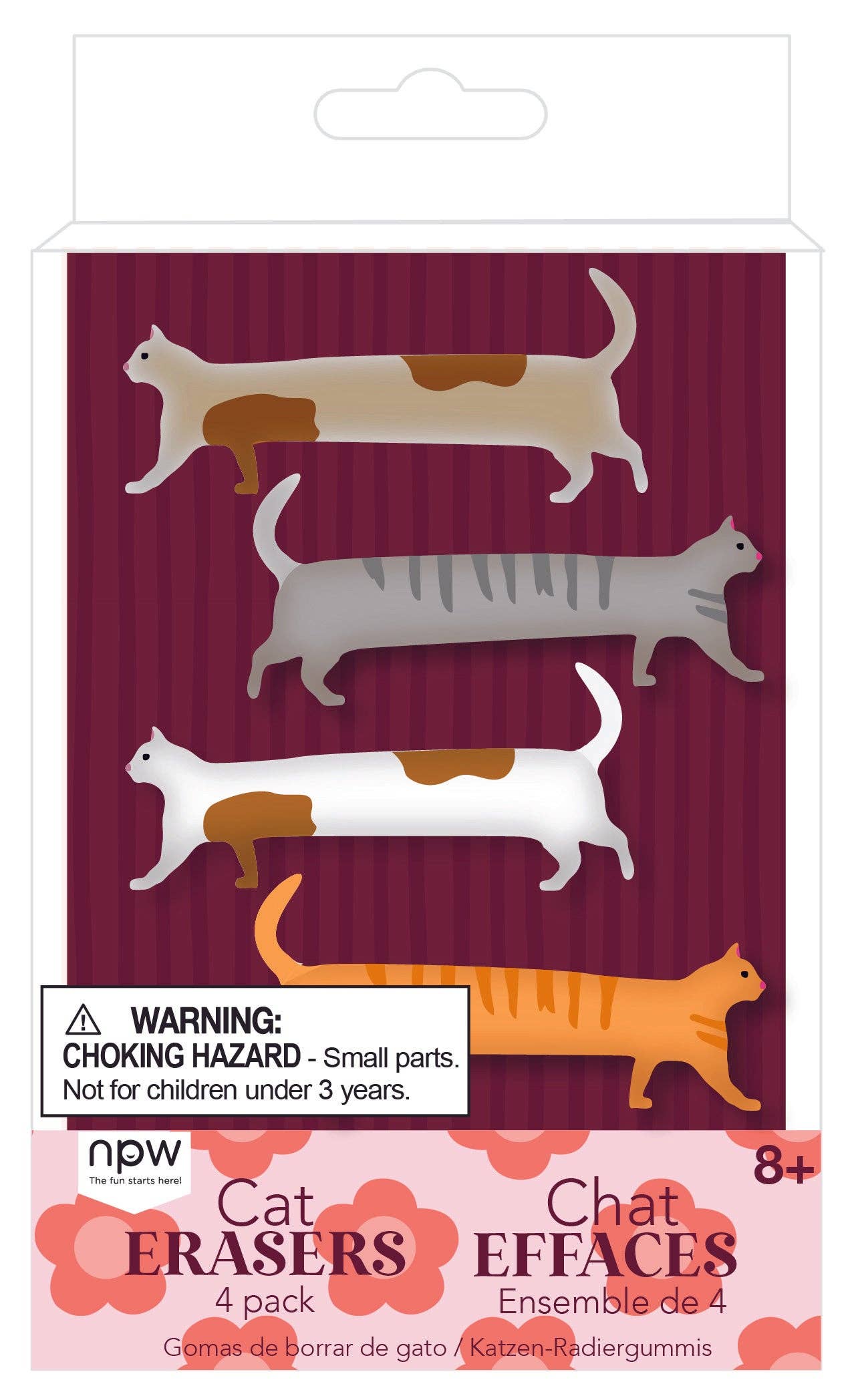 4 Pack Cat Erasers