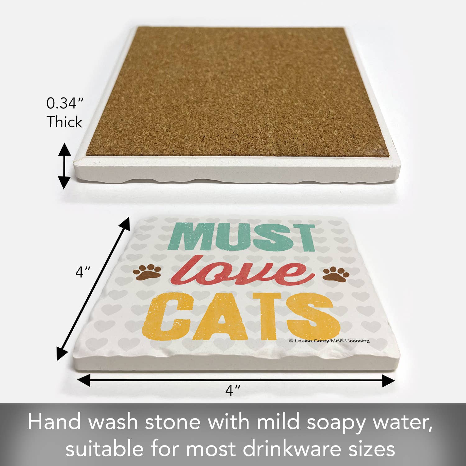 Must Love Cats Absorbent Stone Coaster