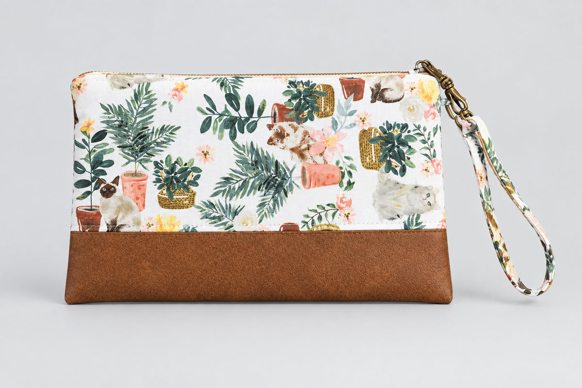 Caturday Large Zipper Clutch