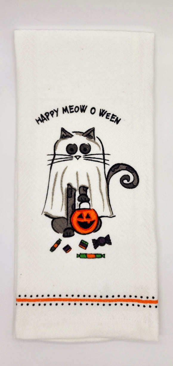 Happy Meow o Ween Dish Towel