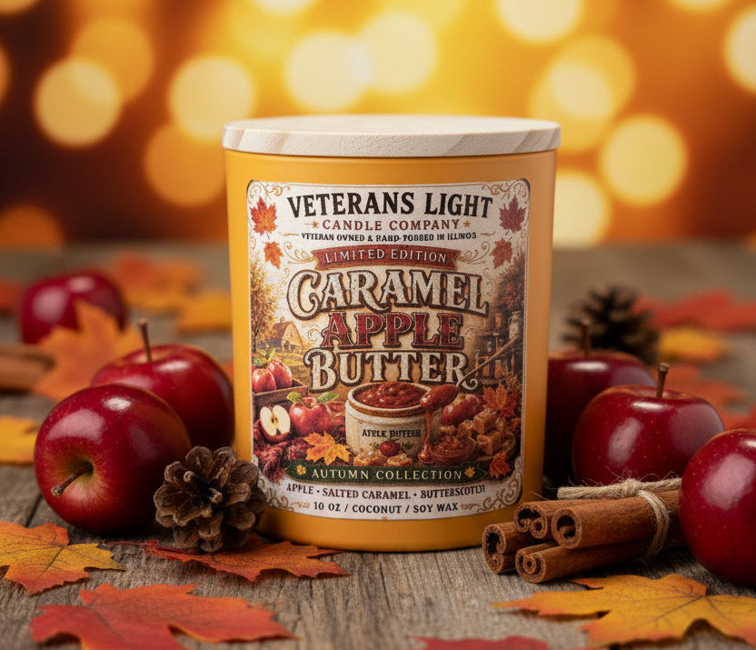 Veterans Light 10 oz Candle - Caramel Apple Butter