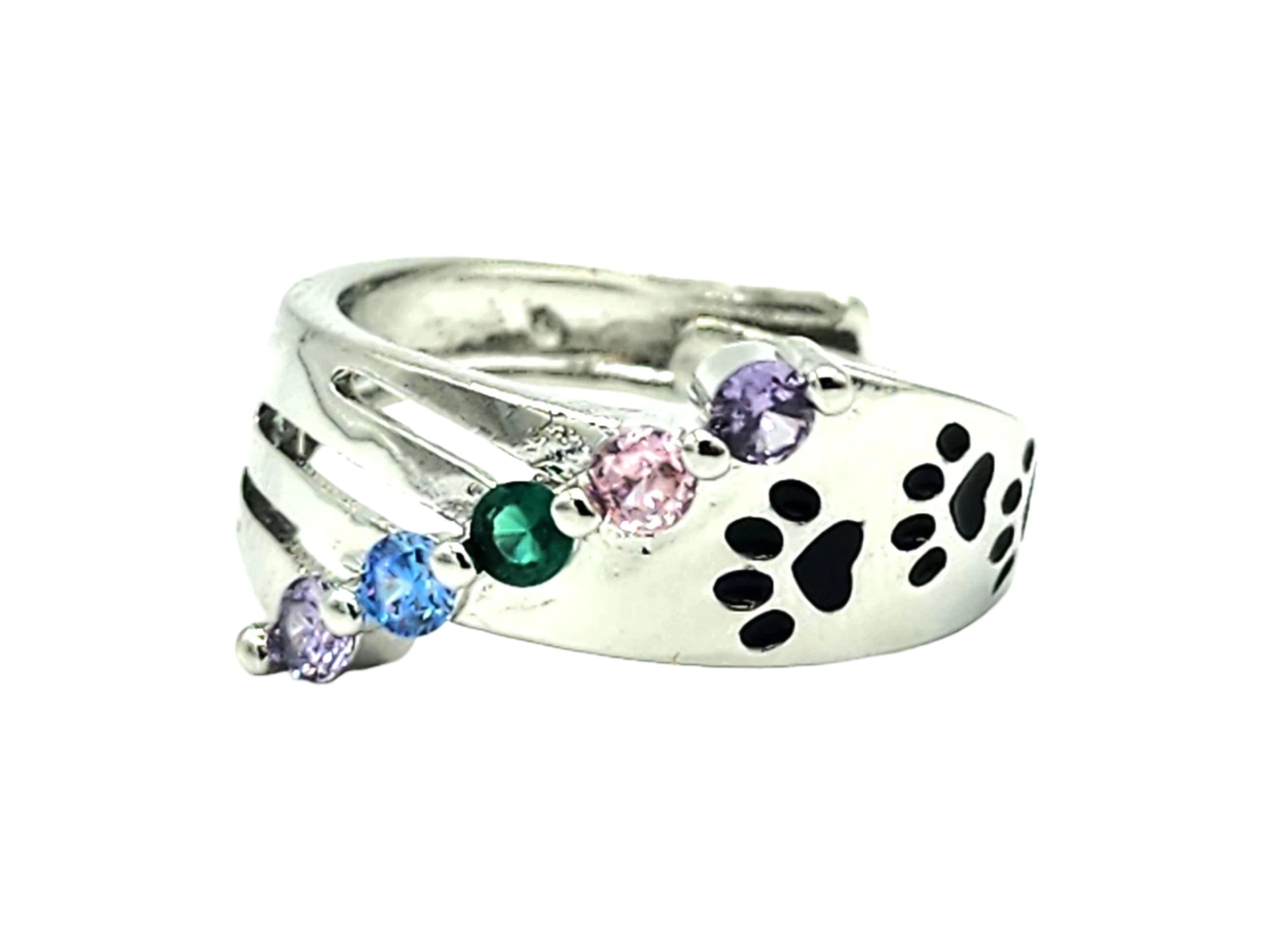 Pawprint Crystal Ring
