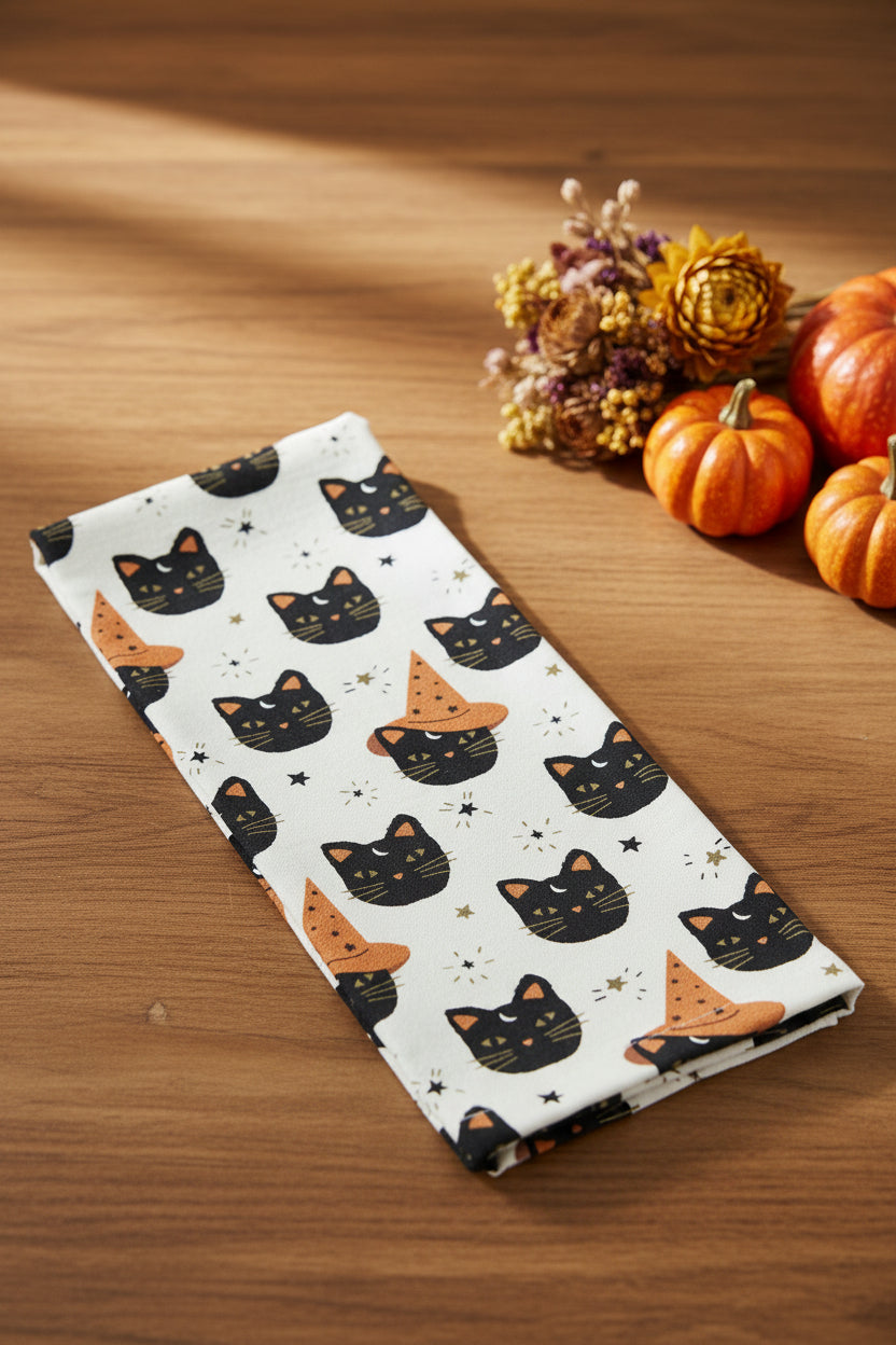 Black Cats & Magic Hats Dish Towel