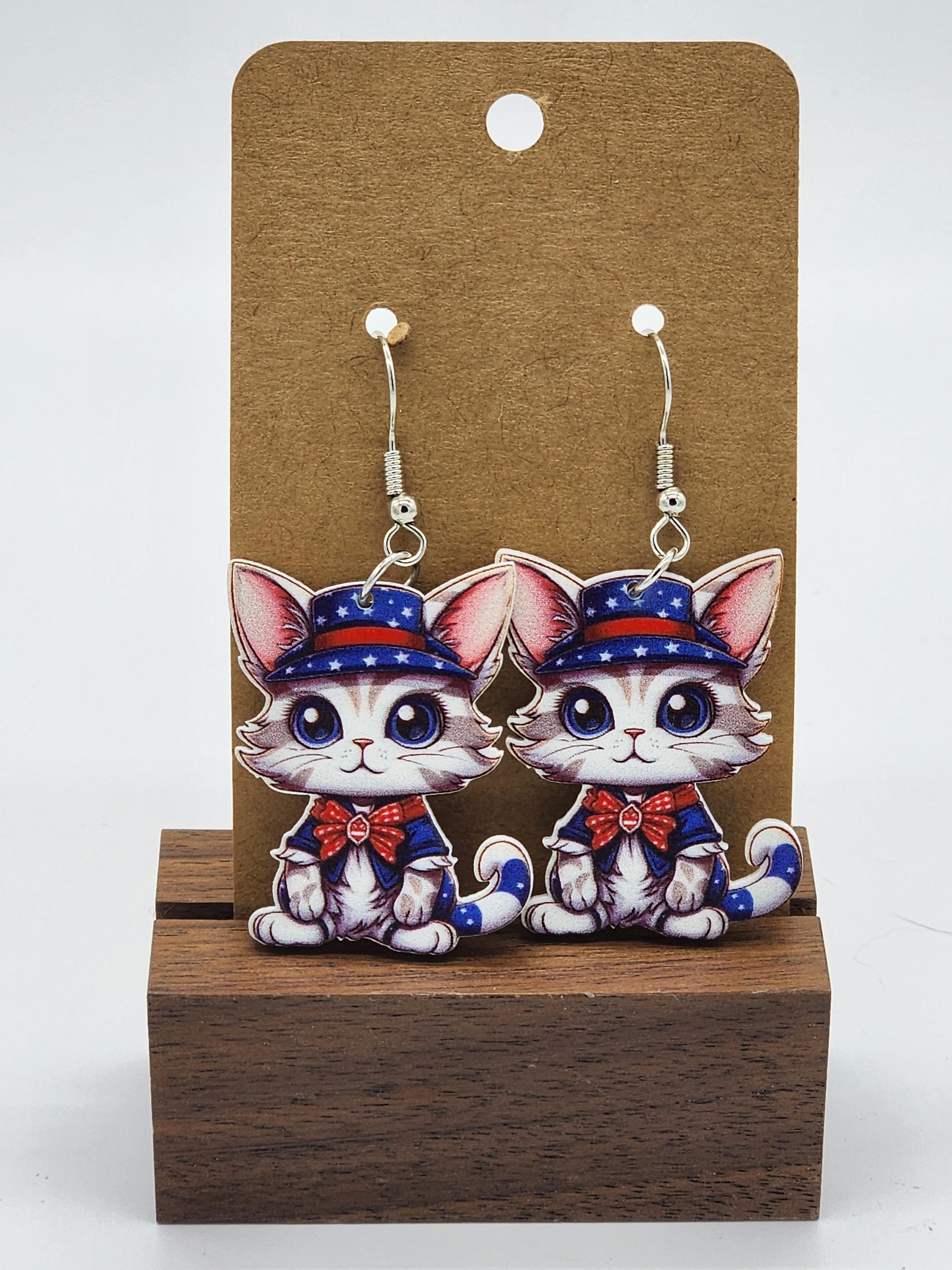 Patriotic Cat Earrings