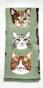 Green Assorted Cat Heads Dish Towel
