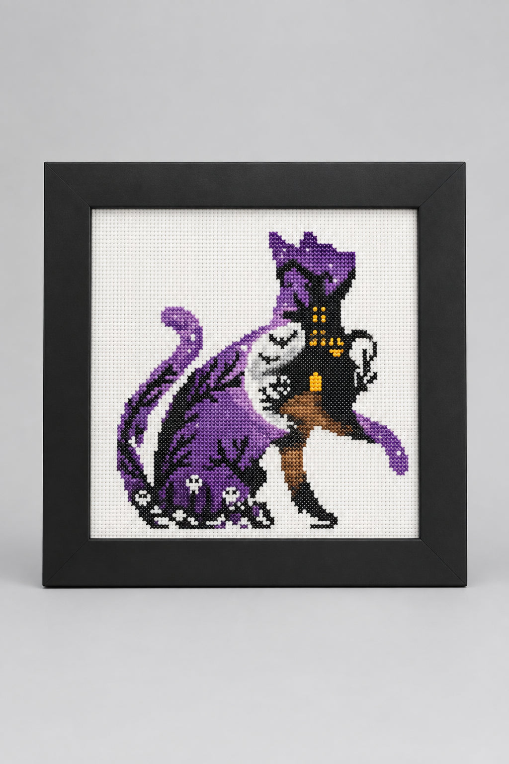 Haunted House Cat – Handmade Cross-Stitch Art