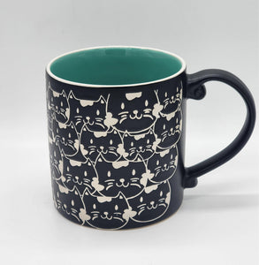 Black Cat Face Repeat Coffee Mug