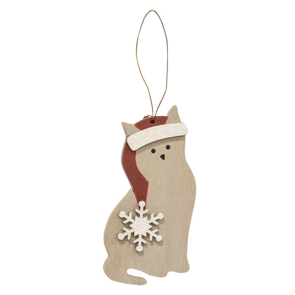 Snowflake Cat Wood Ornament