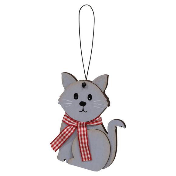 Gray Cat With Scarf Ornament