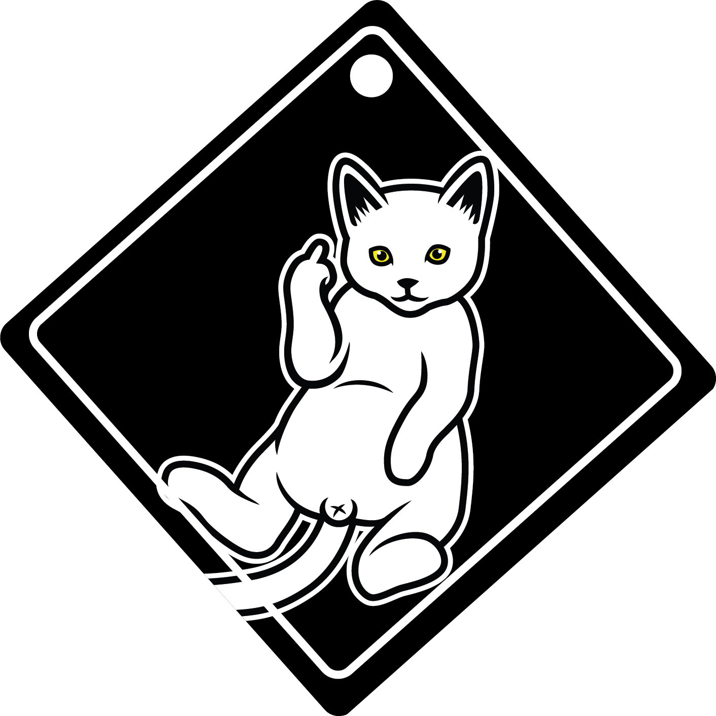 Cat Middle Finger Car Sign