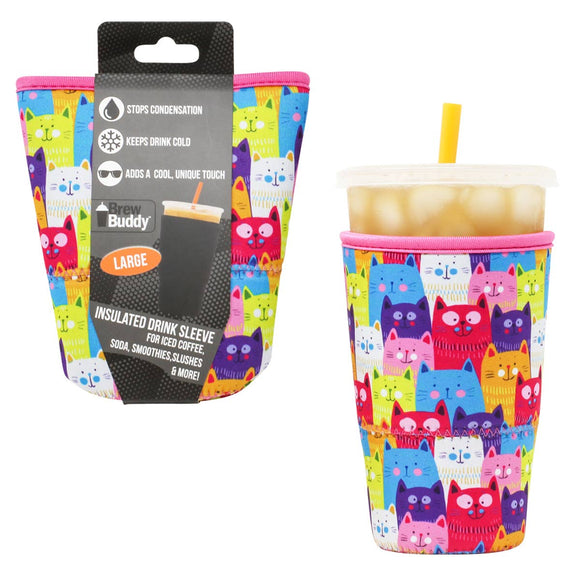 LARGE Brew Buddy Insulated Iced Coffee Sleeve - Cat Lover