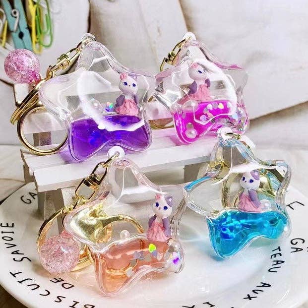 Cat in Dress Star Floaty Key Charm