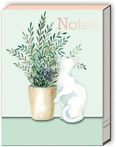 Punch Studio Pocket Notepad  -Houseplant White Cat