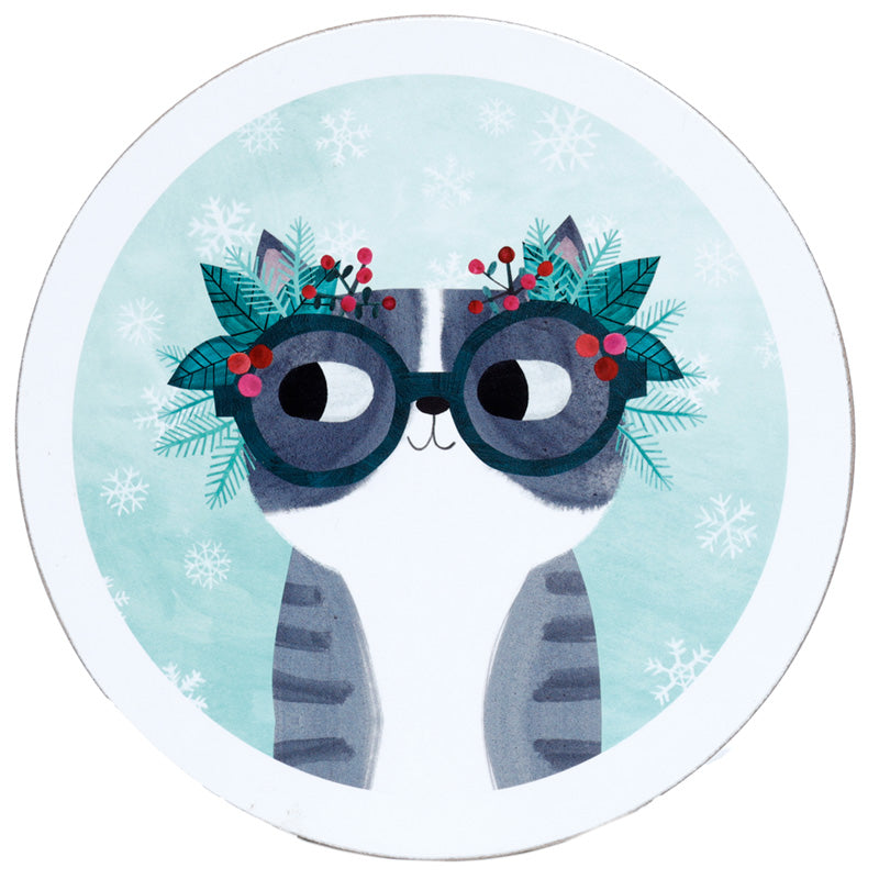 Angie Rozelaar Planet Cat Christmas Mug & Coaster Set