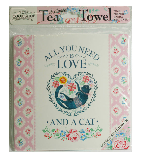 Tea Towel - All you need is love and a cat
