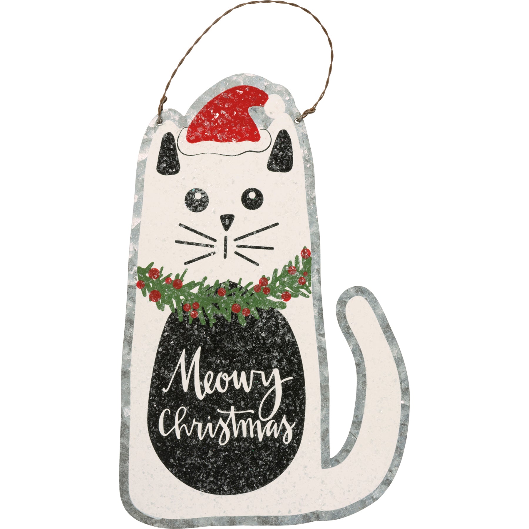 Meowy Christmas Metal Ornament