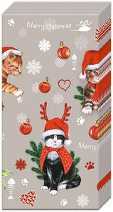 Pocket Tissues -Cats Celebration Grey Christmas