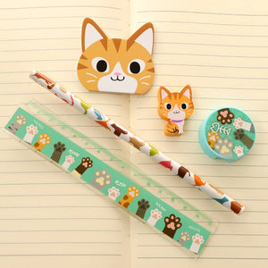 Cute Kitty Cat 5 Piece Stationary Set