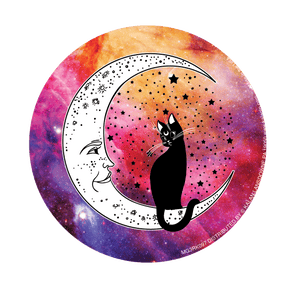3" Round Magnet - Moon Cat