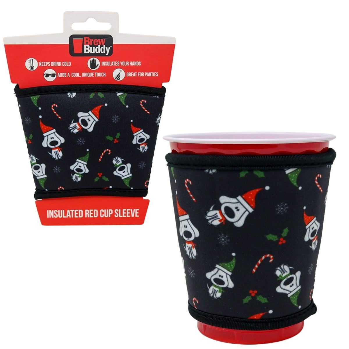 Christmas Brew Buddy Red Cup Sleeve Festive K-9