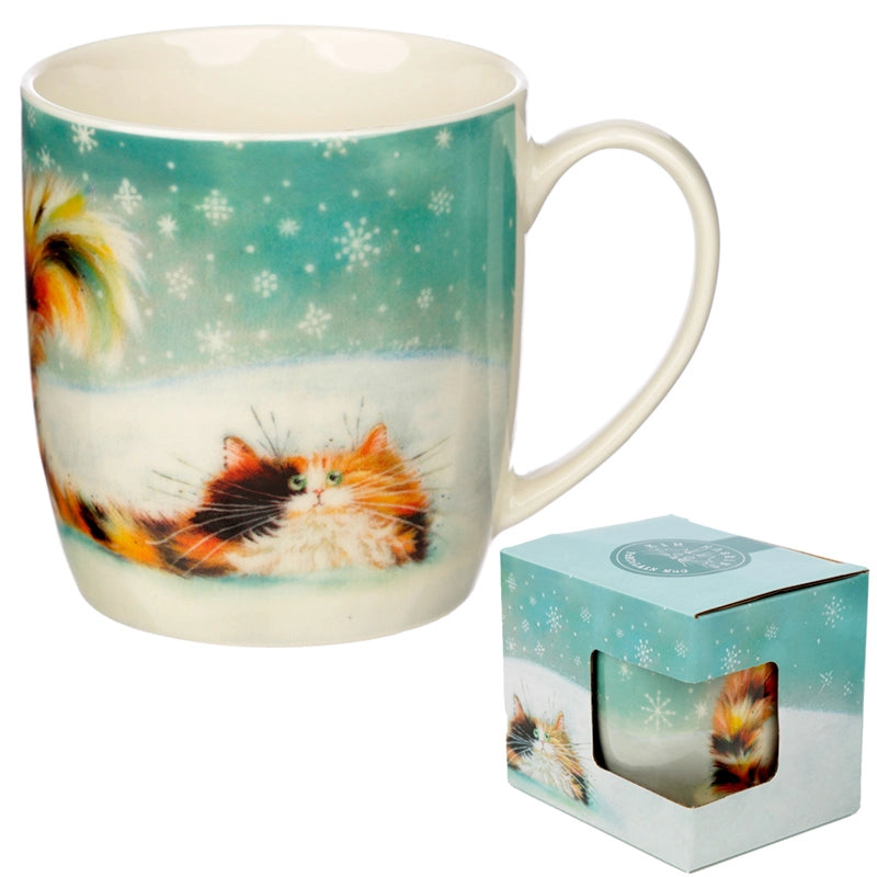 Kim Haskins Christmas Ginger Cat Porcelain Mug
