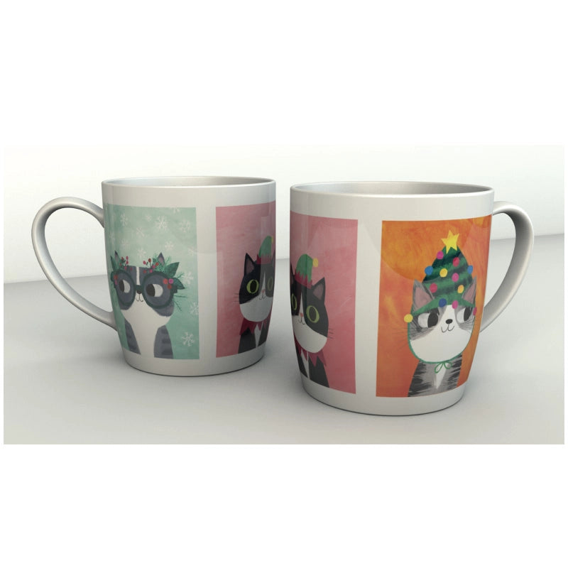 Angie Rozelaar Planet Cat Christmas Mug & Coaster Set