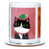Angie Rozelaar Planet Cat Christmas Mug & Coaster Set
