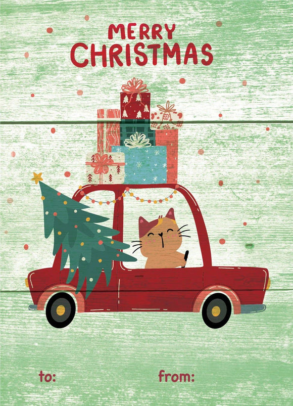 Merry Christmas Cat Favor Gift Tag and Catnip Seed Seed Pack