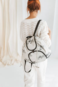 Linen Backpack Cat Family