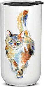 Punch Studio Ceramic Travel Mug -Calico Cat