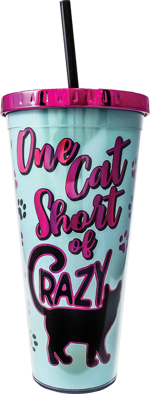Cat Foil Cup With Straw