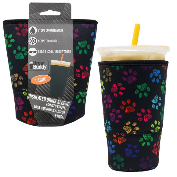 LARGE Brew Buddy Insulated Iced Coffee Sleeve - Paws