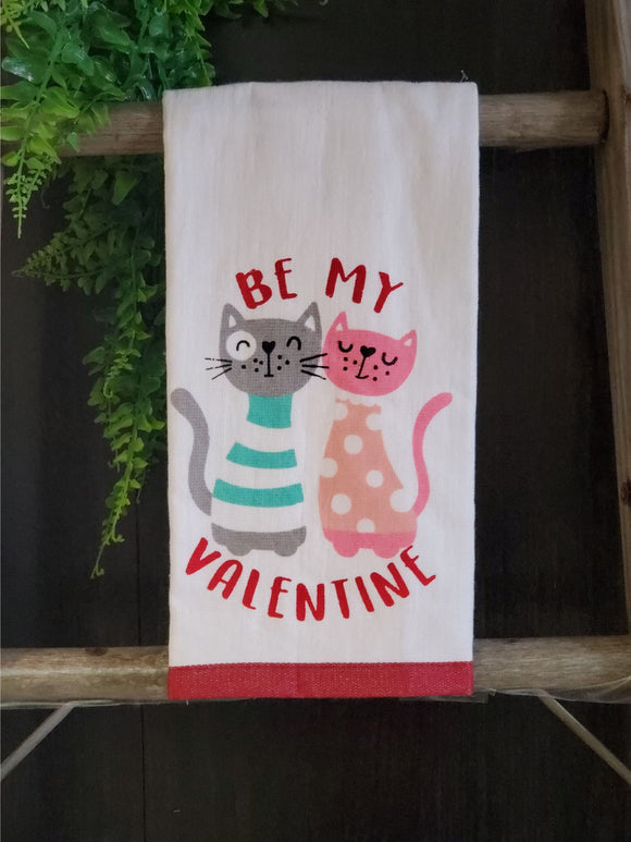 Be My Valentine Cats Dish Towel